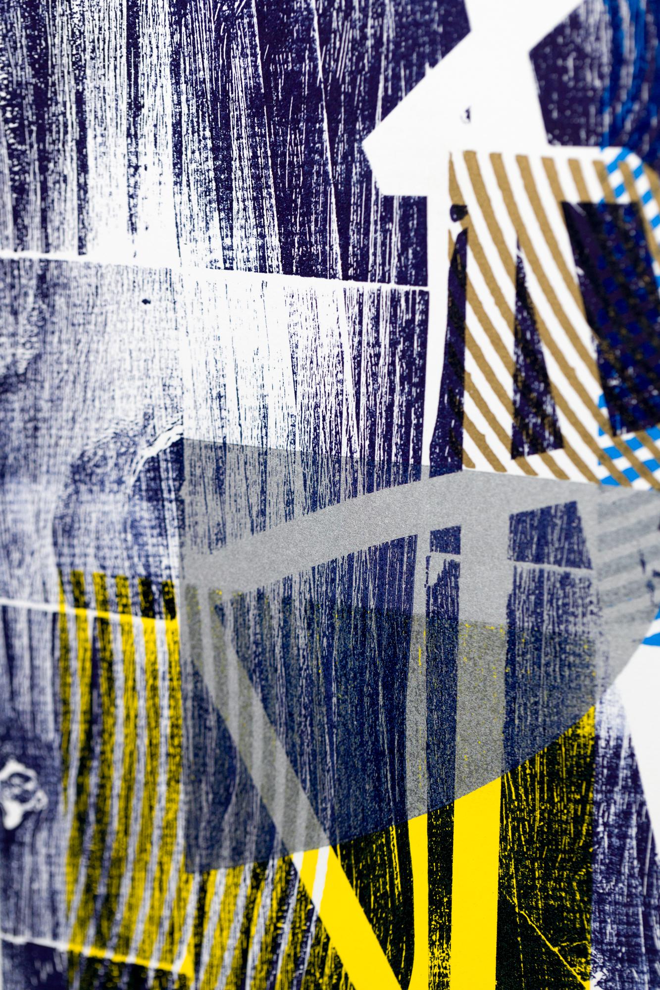 „Streets Of“, Abstrakte Muster, Geometrische Abstraktion, Holzschnitt Monodruck  im Angebot 4