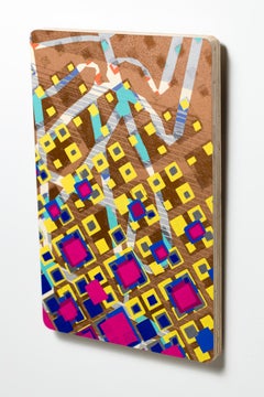 "Viaje", Abstract Patterns, Geometric Abstraction, Woodcut, Monoprint on Panel