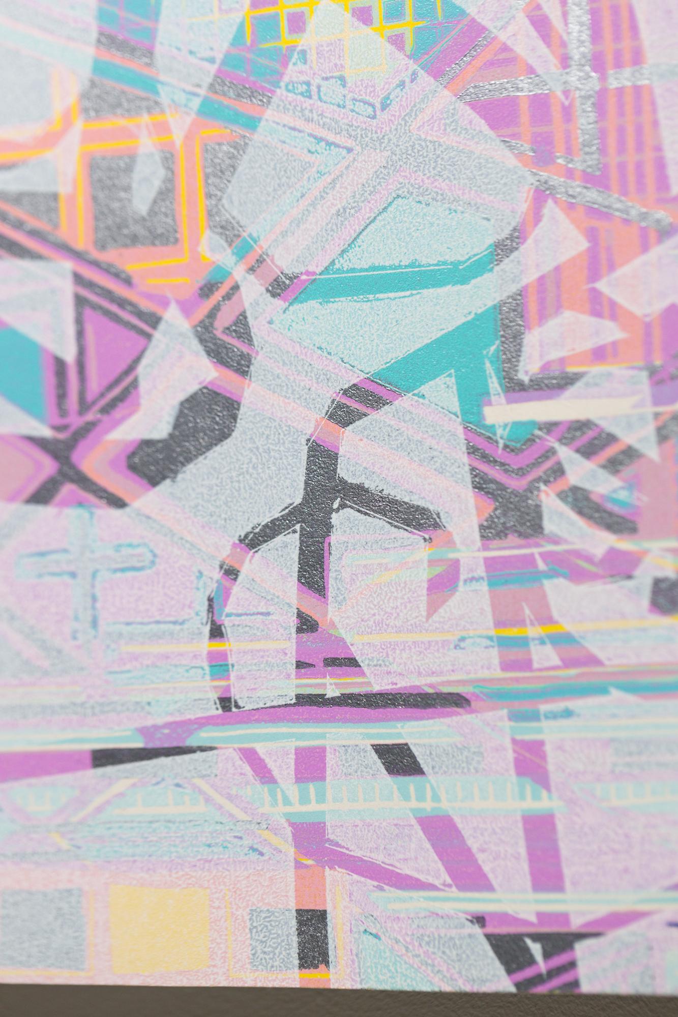 „High and Low II“, Abstrakte Muster, Geometrische Abstraktion, Holzschnitt Monodruck – Sculpture von Alexis Nutini