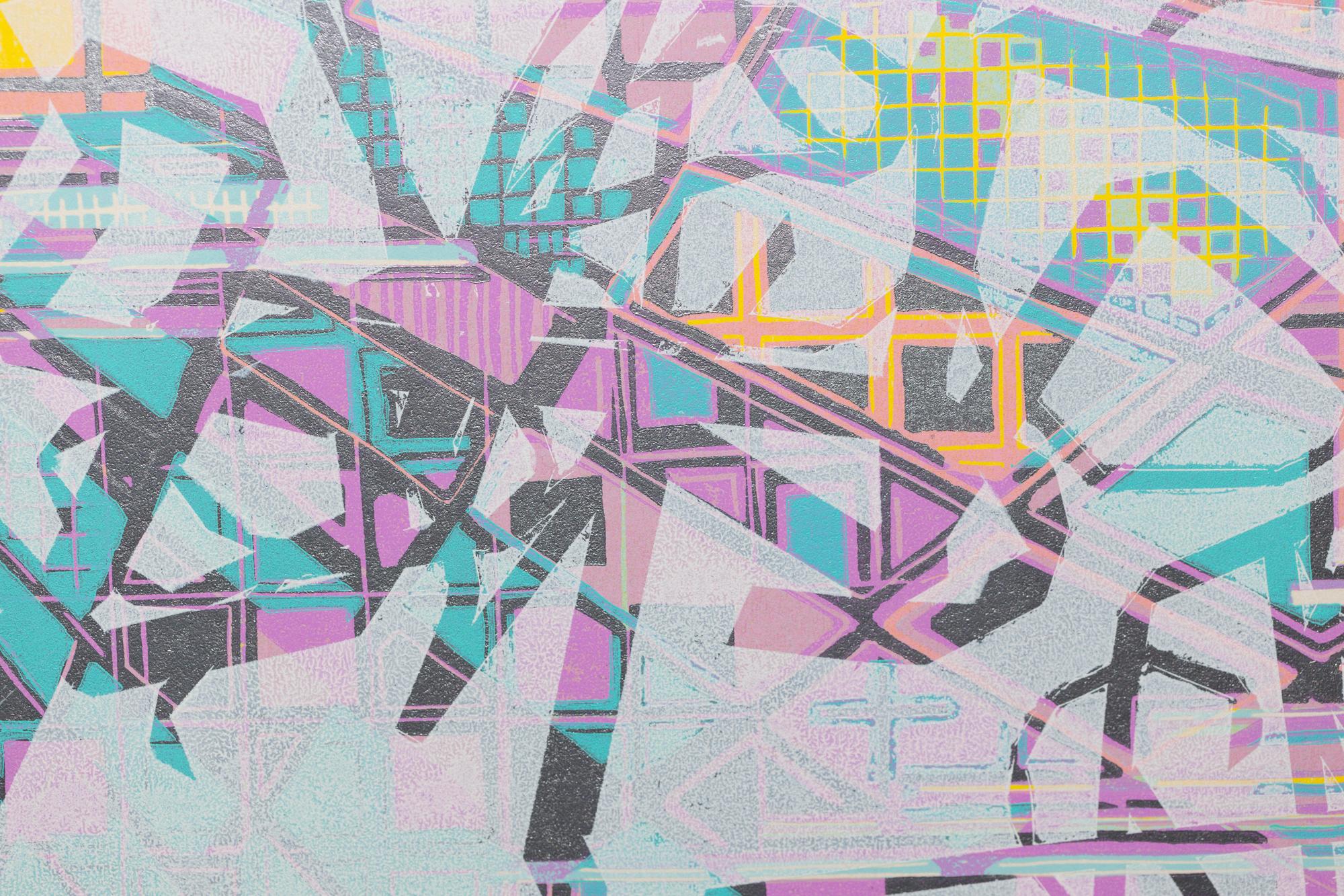 „High and Low II“, Abstrakte Muster, Geometrische Abstraktion, Holzschnitt Monodruck im Angebot 2