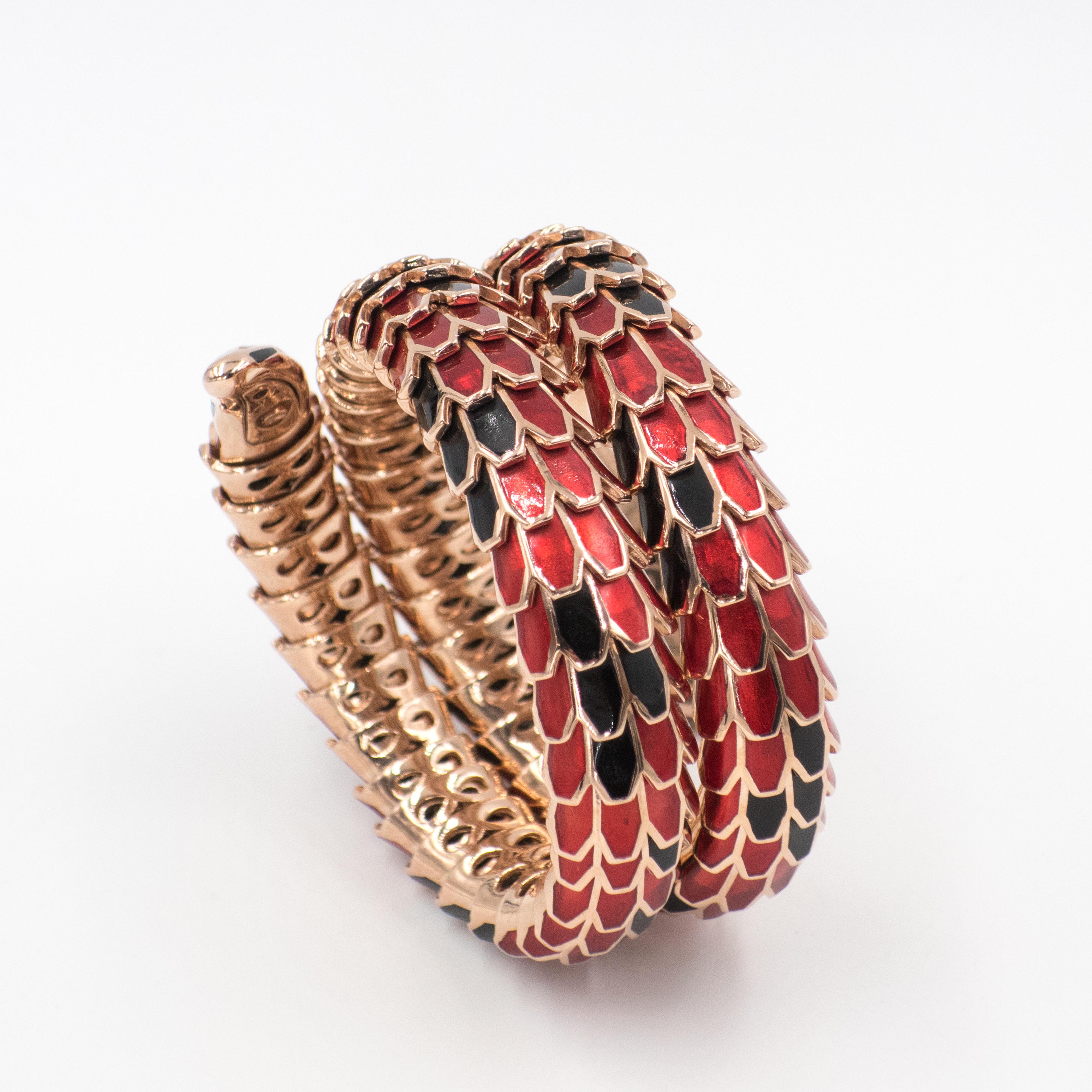Alexis NY 18K and Sterling Enamel Snake Wrap Bracelet Watch en venta 6