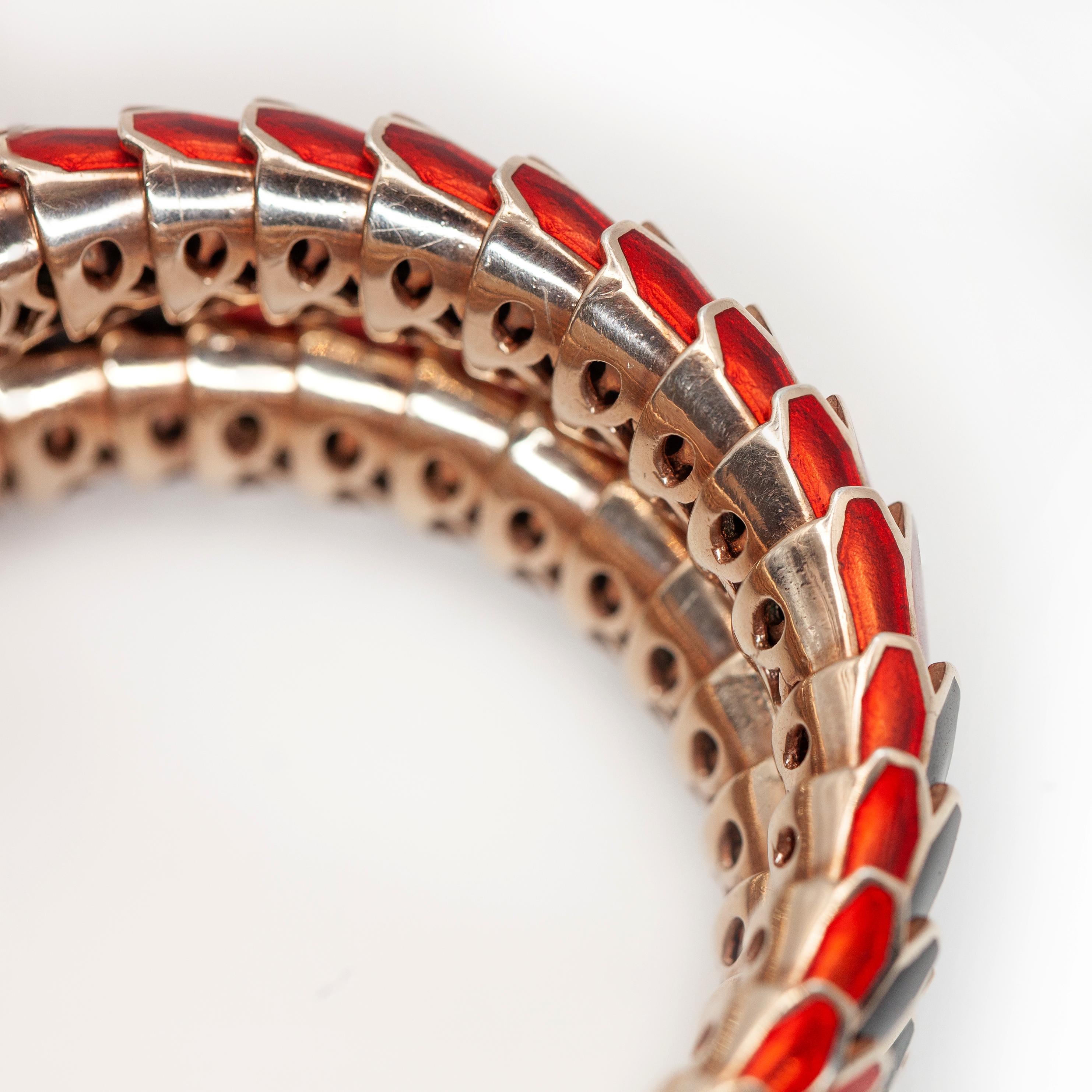 Alexis NY 18K and Sterling Enamel Snake Wrap Bracelet Watch en venta 11
