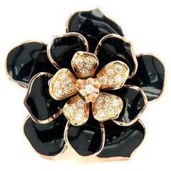 Alexis NY Black Enamel Flower Ring
