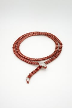 Alexis NY Diamond Emerald Enamel Serpent Necklace Belt in 18K and Sterling