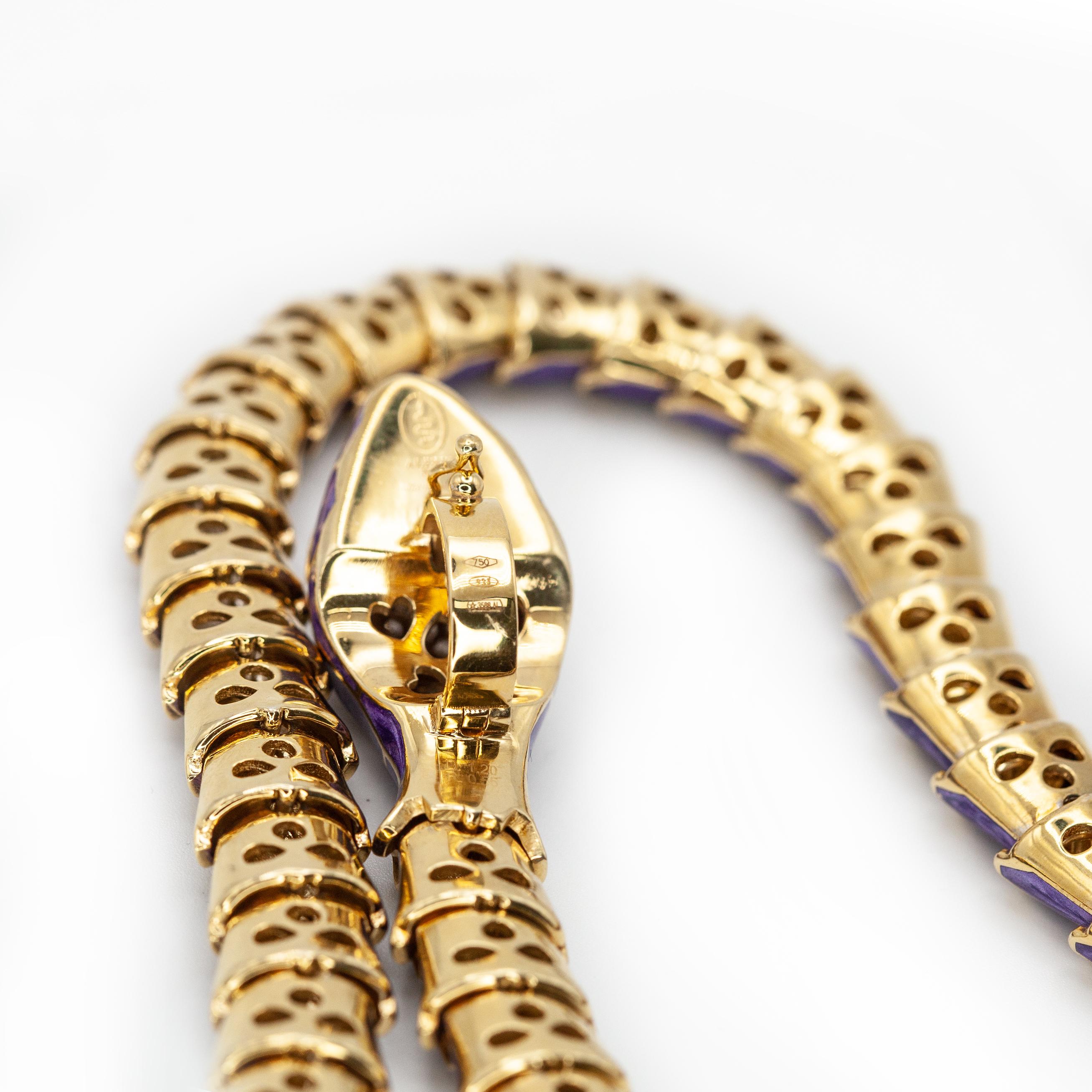 Alexis NY Diamond Ruby Enamel Serpent Necklace in 18K and Sterling in vendita 10