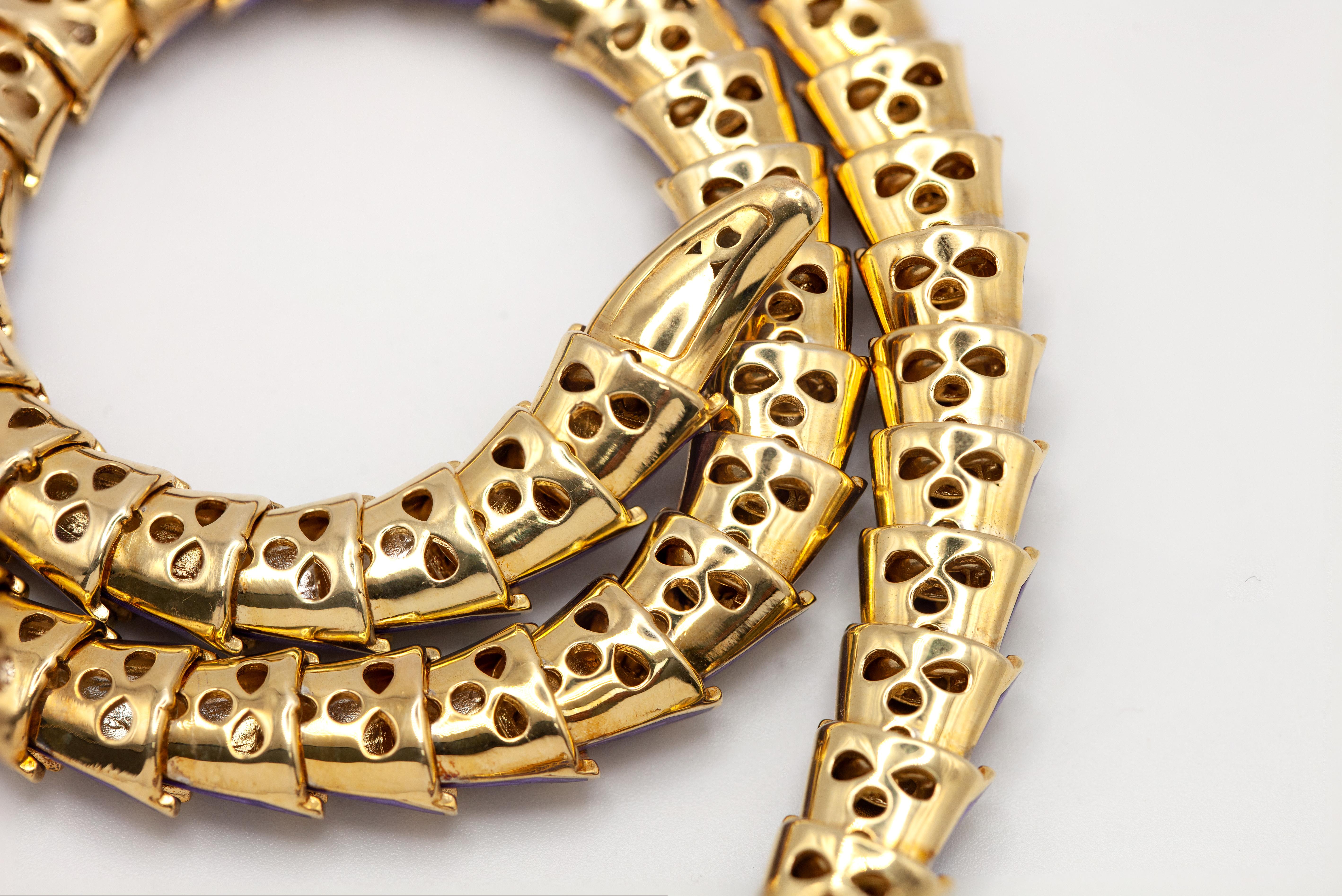 Alexis NY Diamond Ruby Enamel Serpent Necklace in 18K and Sterling in vendita 11