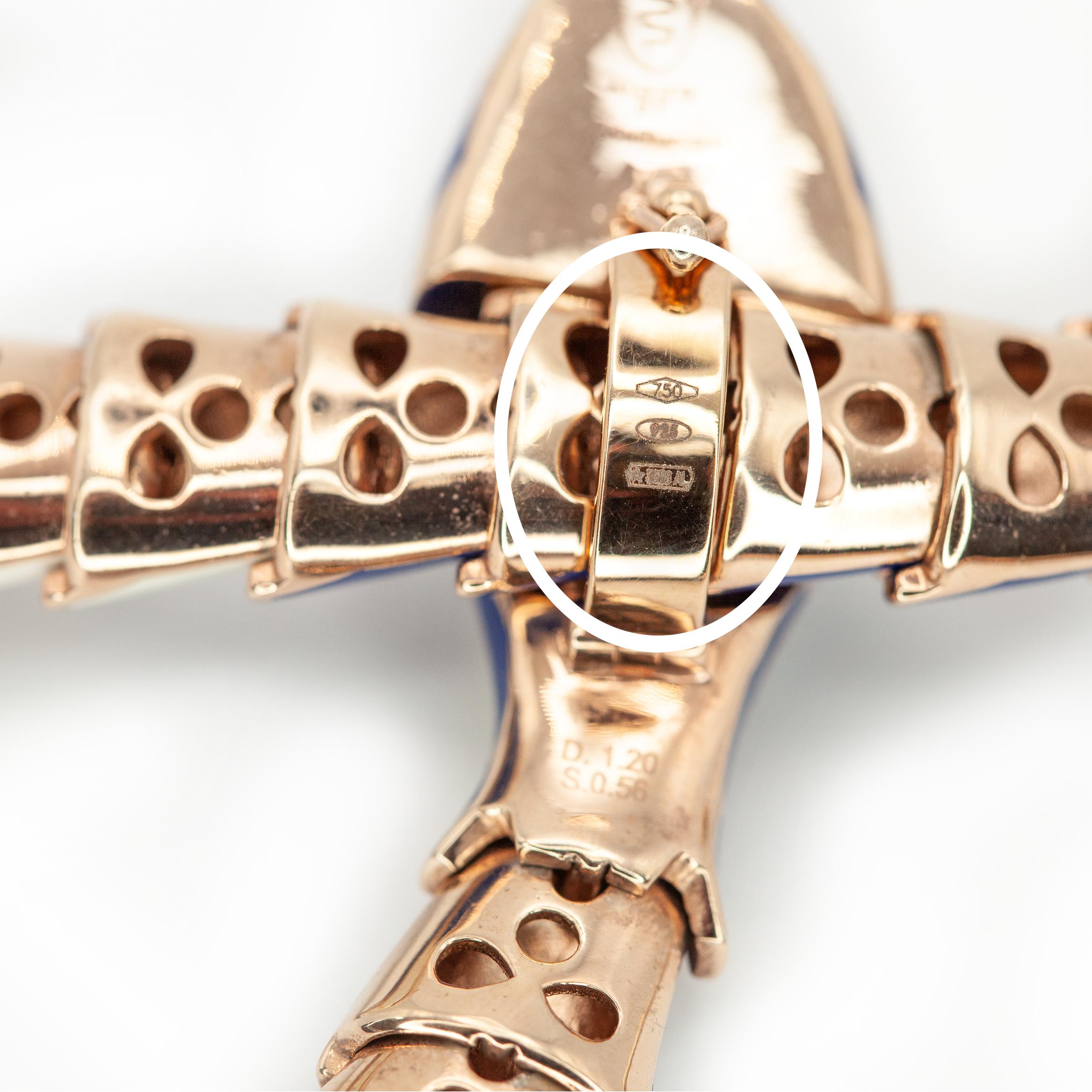 Collana Alexis NY con diamante, zaffiro e smalto, in oro 18 carati e sterling in vendita 6