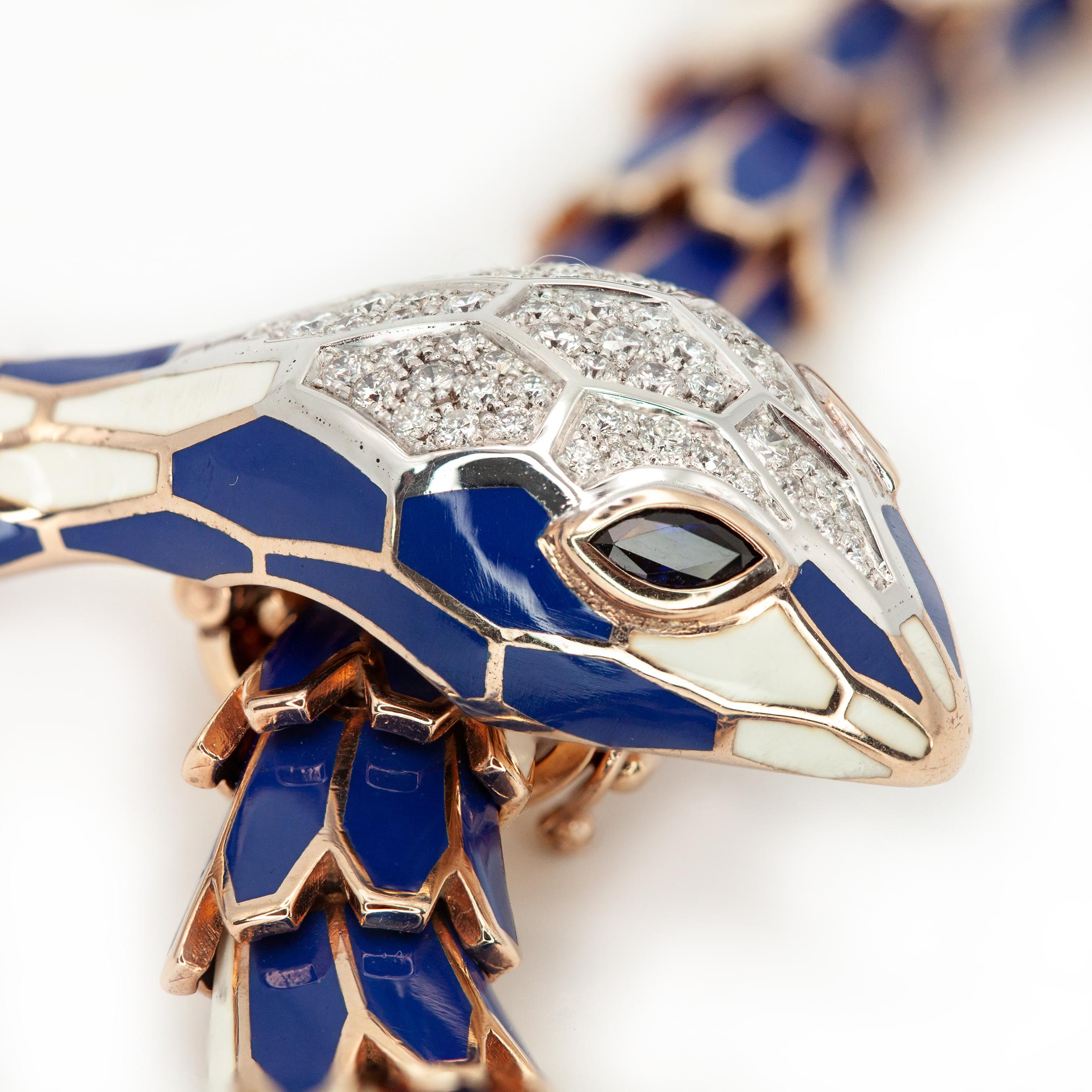 Collana Alexis NY con diamante, zaffiro e smalto, in oro 18 carati e sterling in vendita 1