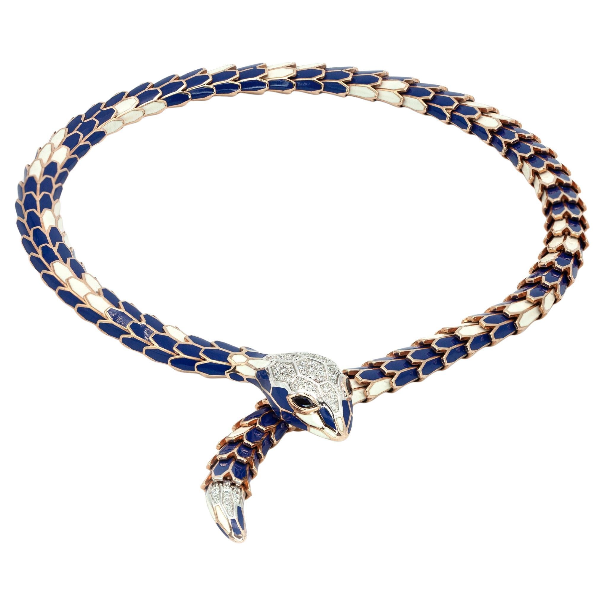 Collana Alexis NY con diamante, zaffiro e smalto, in oro 18 carati e sterling in vendita