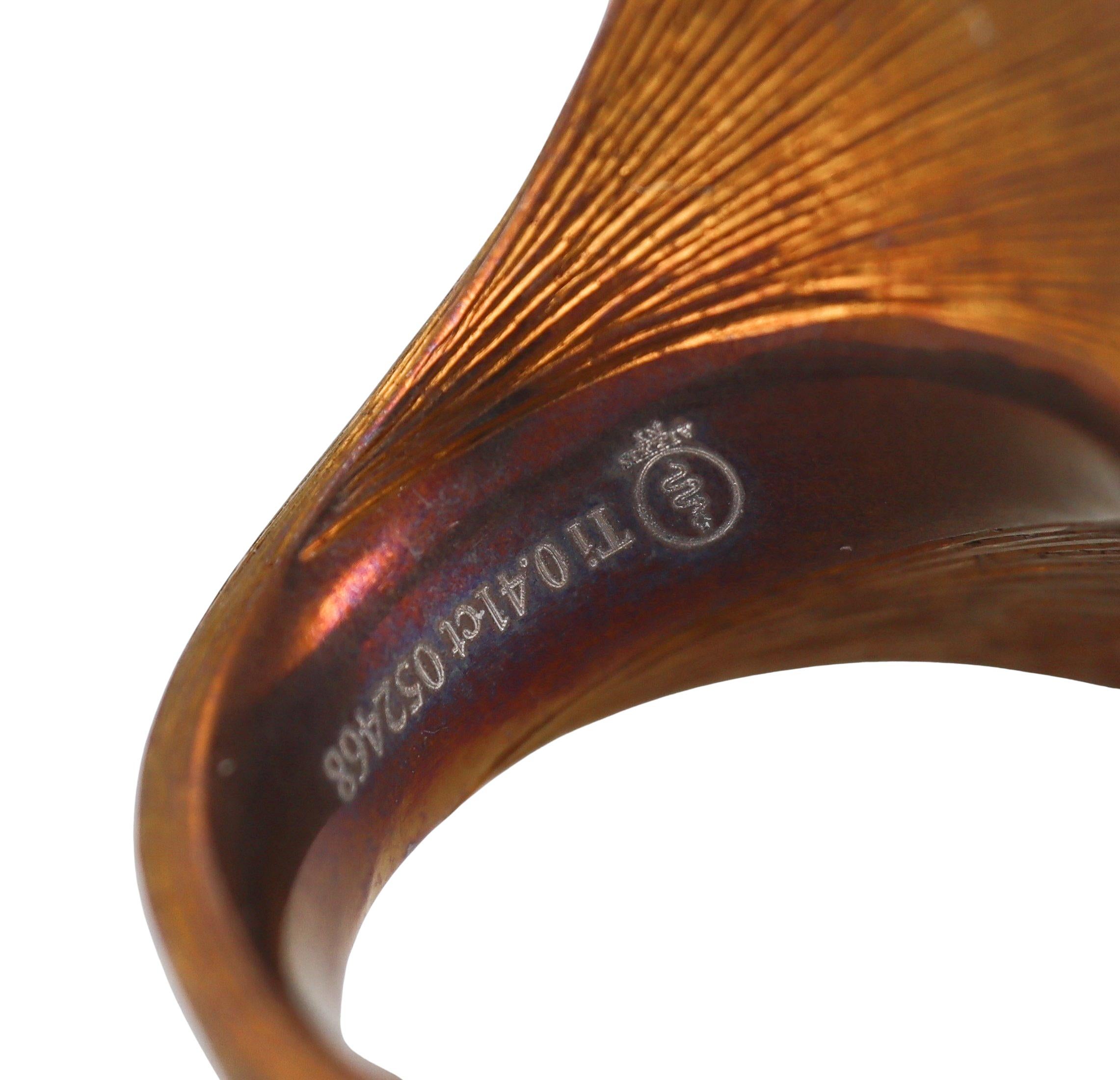 Alexis NY Golden Titanium Diamond Leaf Motif Ring For Sale 1