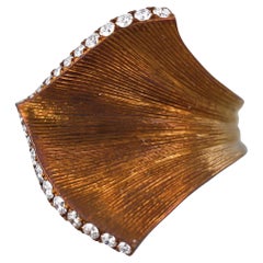 Alexis NY Golden Titanium Diamond Leaf Motif Ring