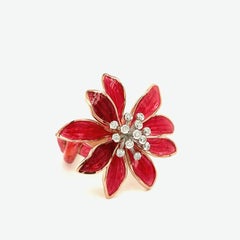 Alexis NY Hot Pink Enamel Flower Ring