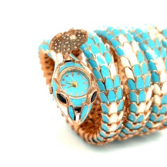 Alexis NY Light Blue & White Enamel Five Row Watch Wrap Bracelet