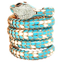 Alexis NY Light Blue & White Enamel Five Row Watch Wrap Bracelet 