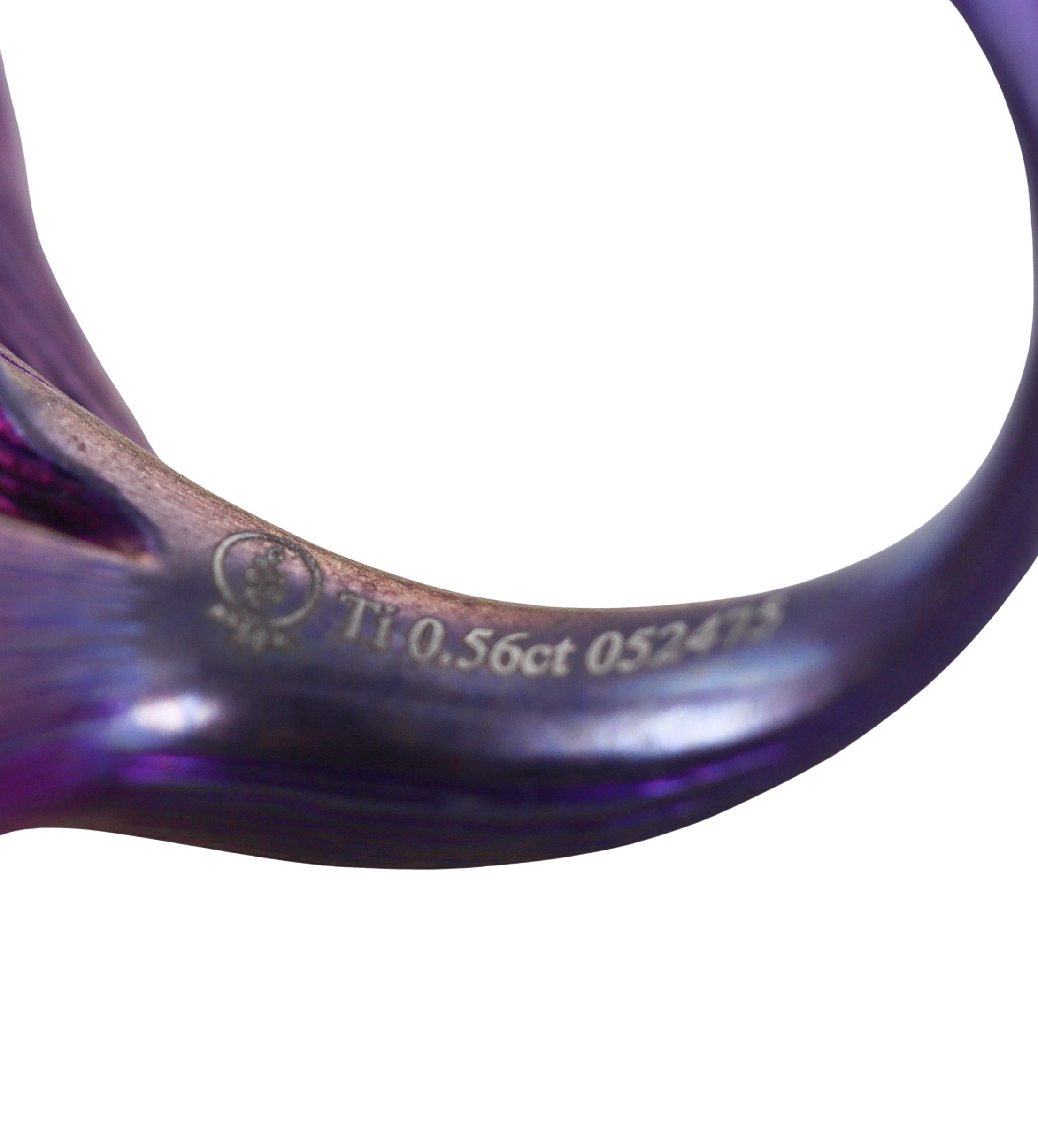 Women's Alexis NY Purple Titanium Diamond Leaf Motif Ring For Sale