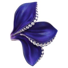 Alexis NY Purple Titanium Diamond Leaf Motif Ring