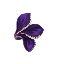 Alexis NY Purple Titanium Diamond Leaf Motif Ring