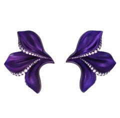 Alexis NY Purple Titanium Leaf Diamond Earrings