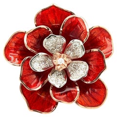 Alexis NY Red Enamel Flower Ring