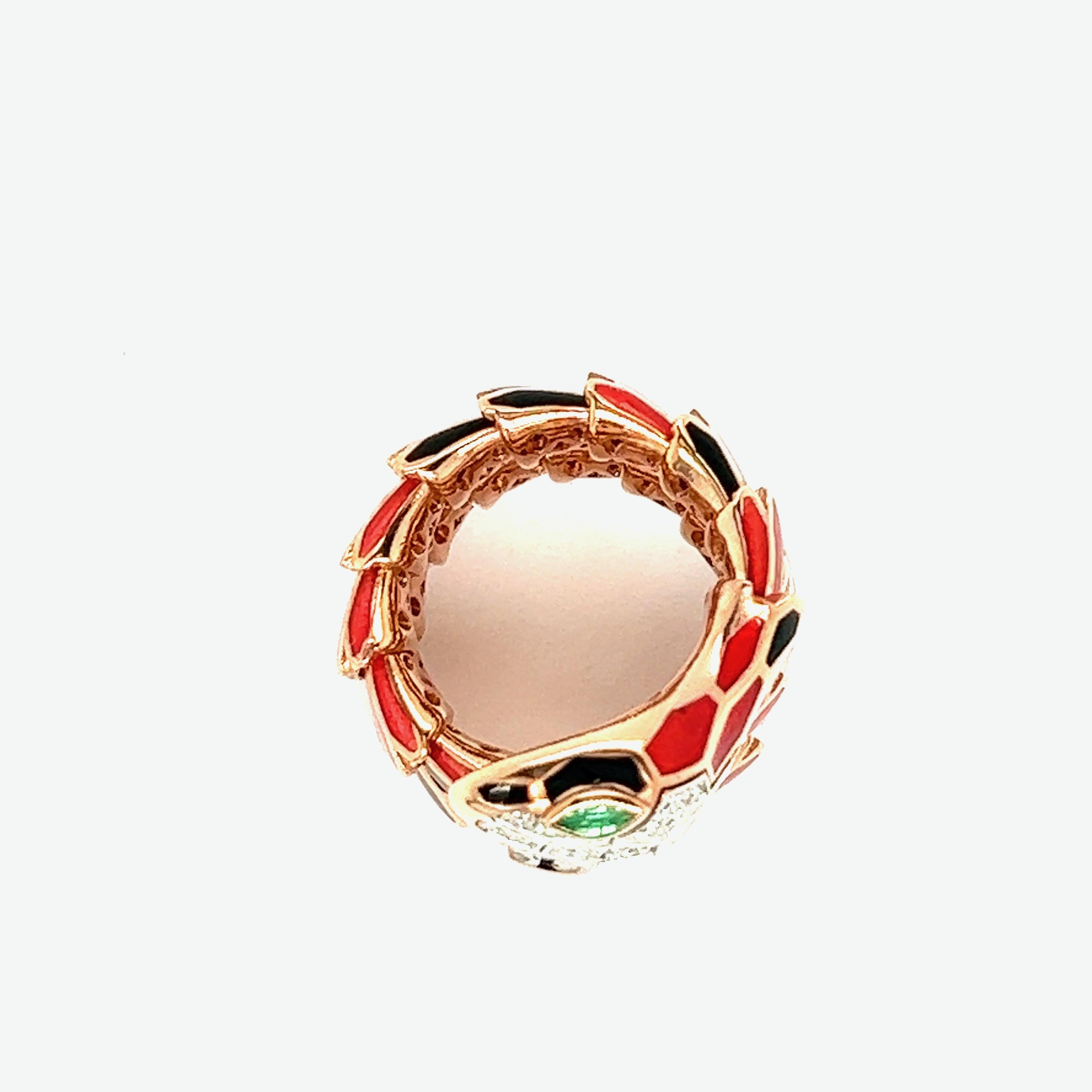 Alexis NY Transparent Red & Black Enamel Wrap Ring For Sale 7