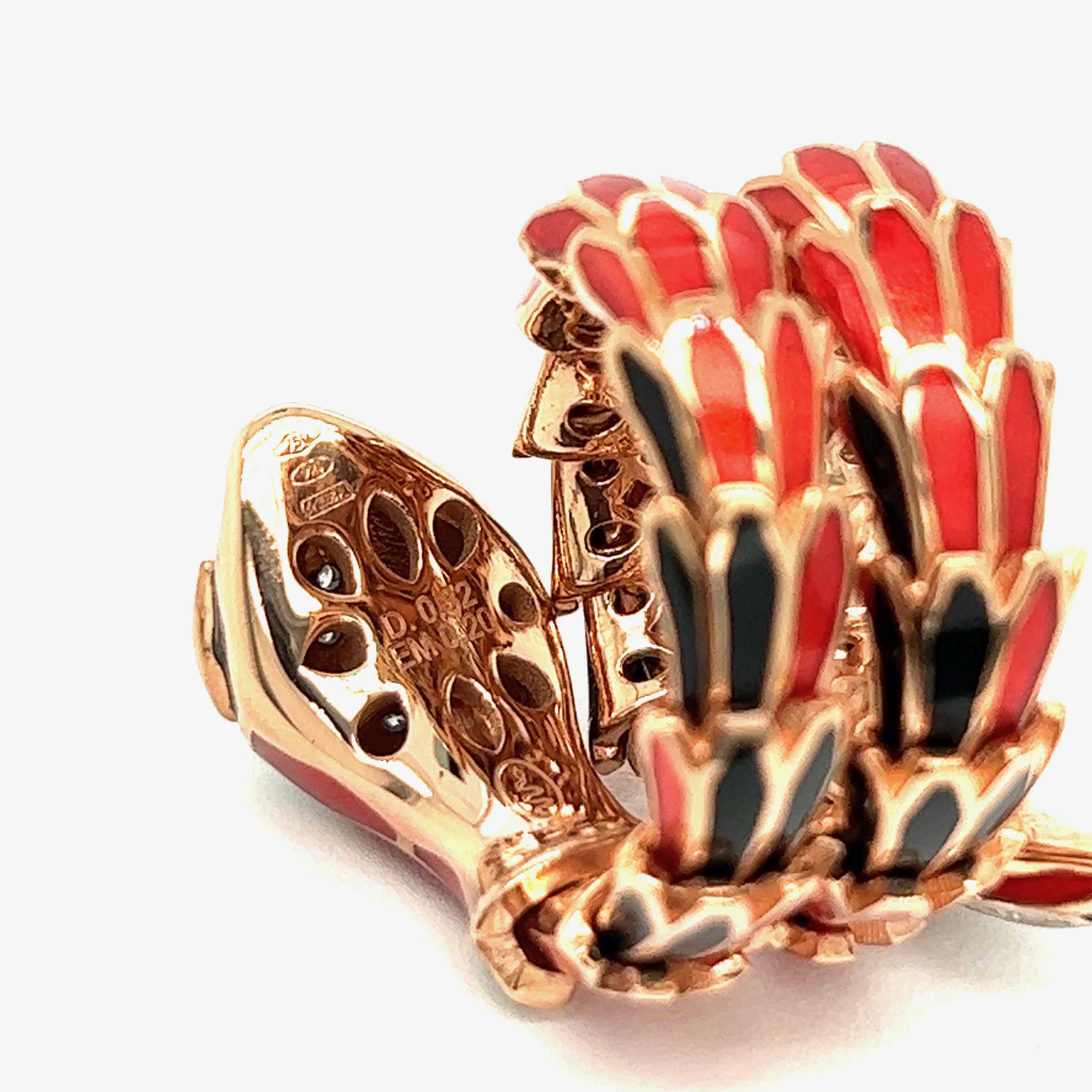Alexis NY Transparent Red & Black Enamel Wrap Ring For Sale 8