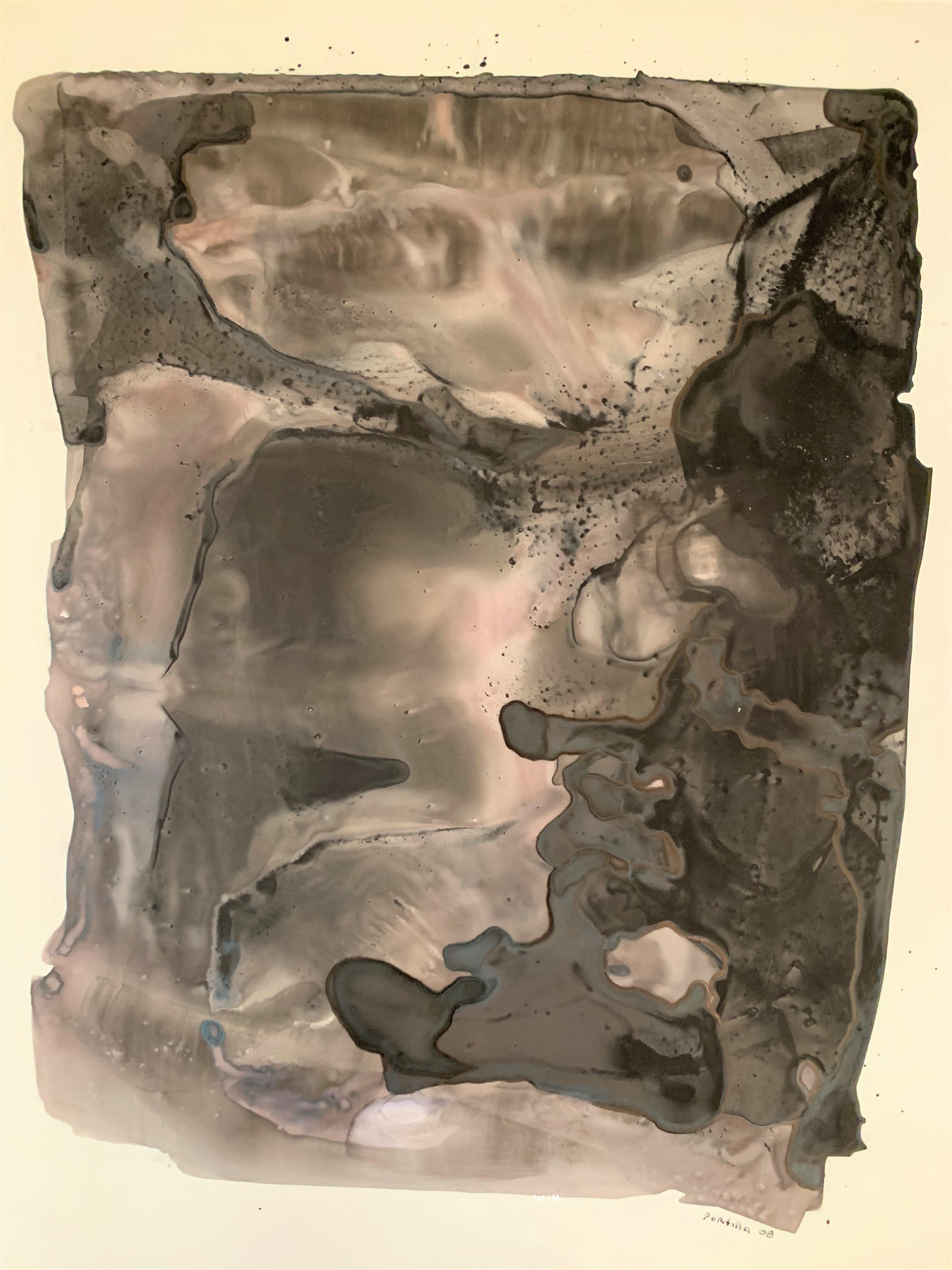 Figurative Painting Alexis Portilla - Encre de 20,7 x 16,3" sur Mylar  - hématite