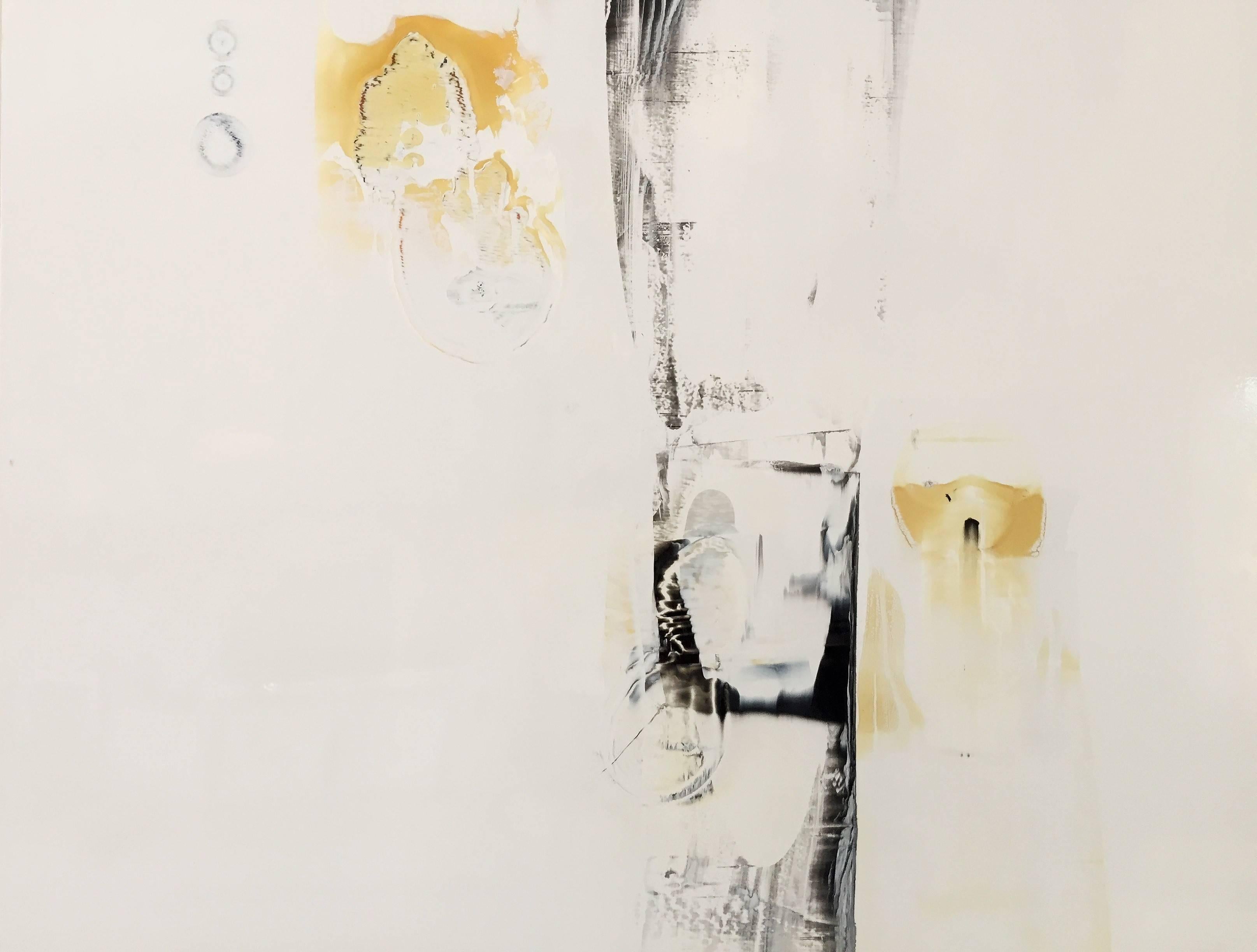 Alexis Portilla Abstract Drawing - 26x30" - Ganymede - Oil, Enamel on Wood