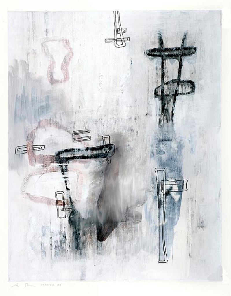 Alexis Portilla Abstract Painting - 30x22 in. Re- Enter - Ink, Acrylic, Graphite on paper, unframed