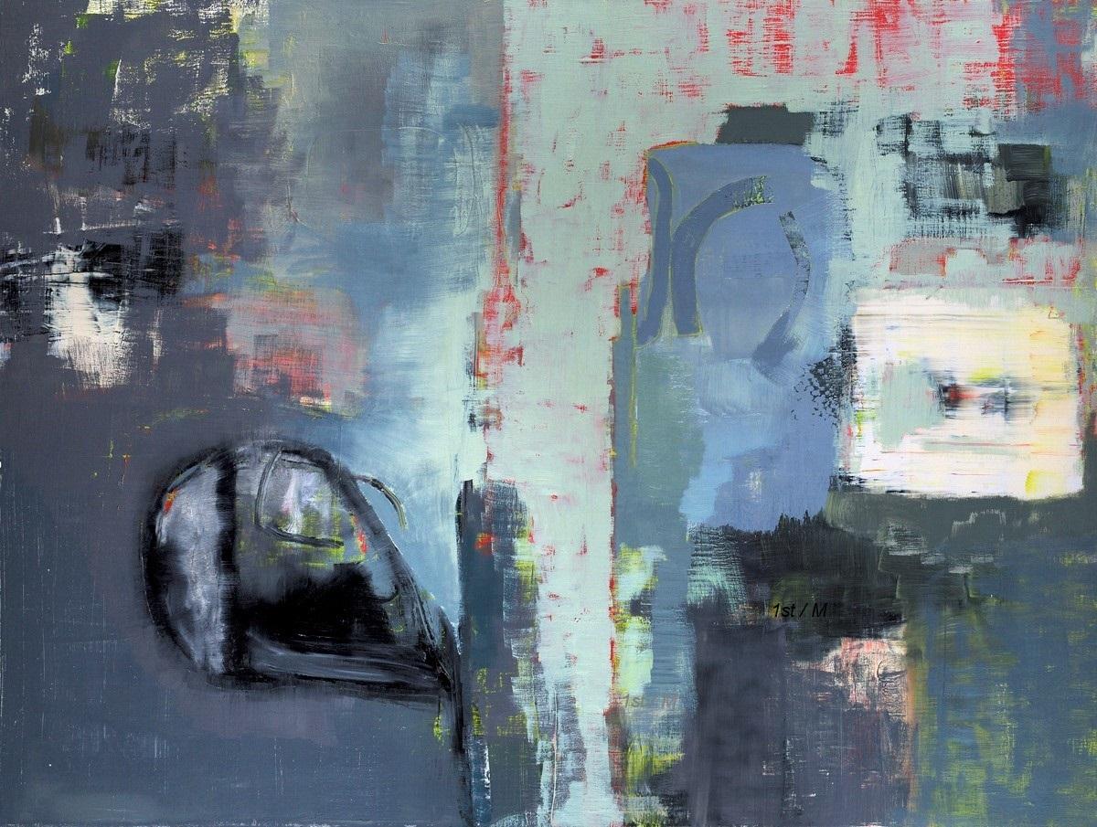 Abstract Painting di Alexis Portilla - 36x48" - Lago bianco - Olio su tela