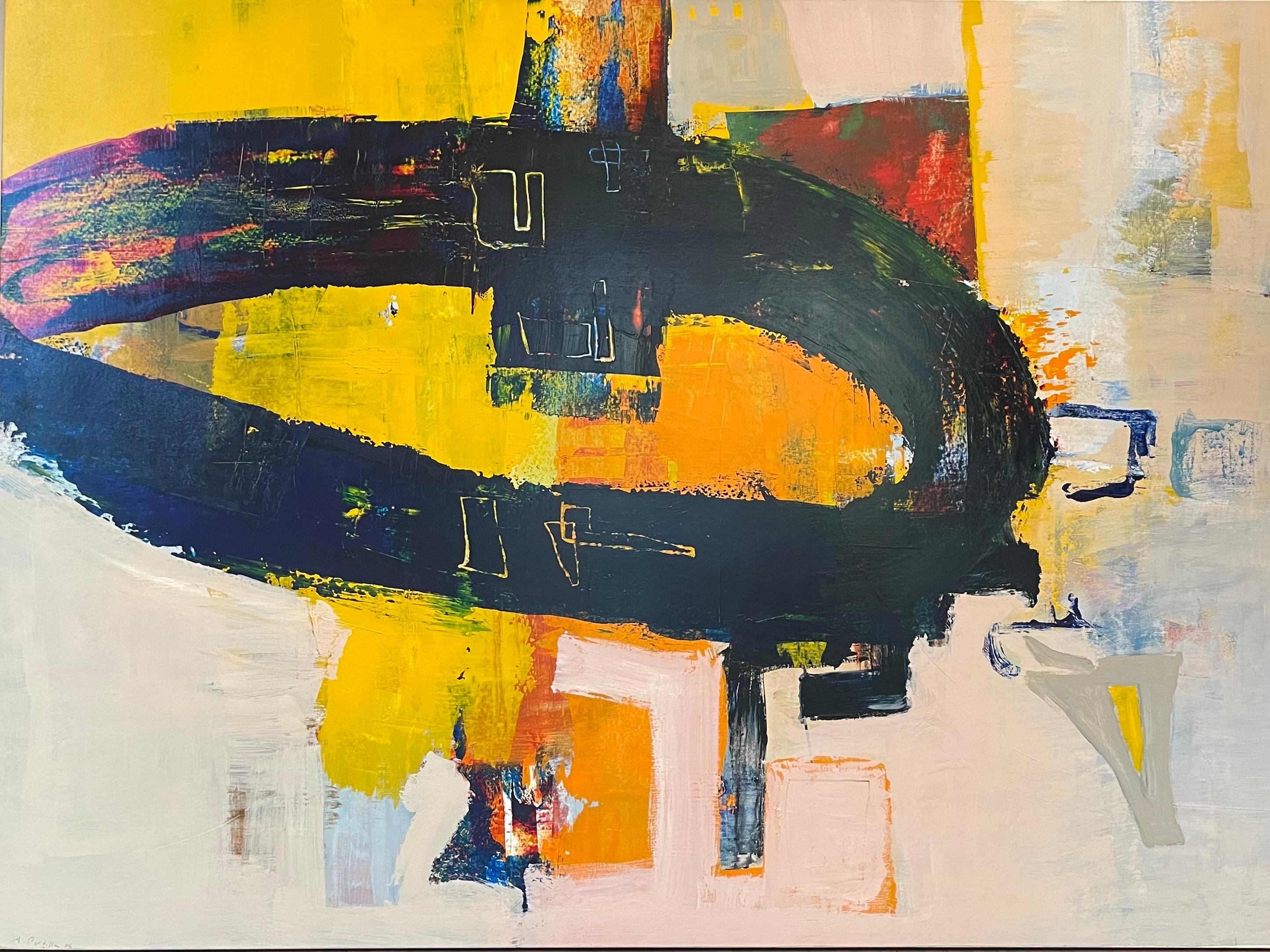 Figurative Painting di Alexis Portilla - 47 x 65 in. / Oregon" - Olio astratto su tela di grandi dimensioni