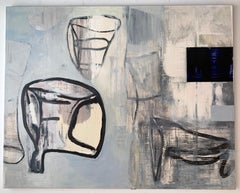 48 x 60 in. "For Helen" oil on canvas - black and white oil painting