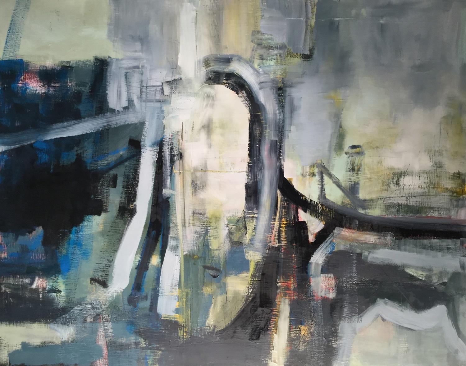 Abstract Painting Alexis Portilla - 50x63" - « Skyline » - Peinture à l'huile sur lin  