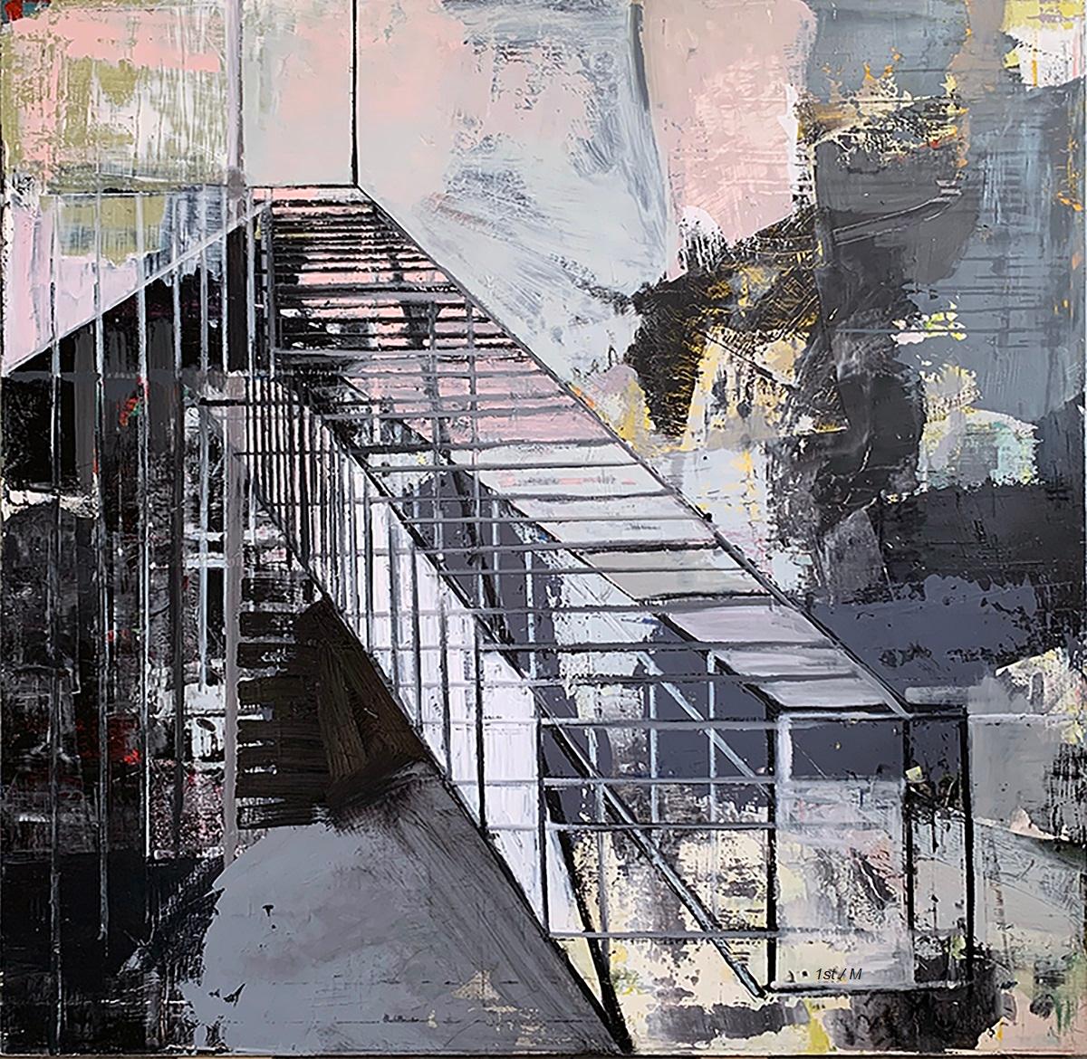 56x52 pollici. - Mont Blanc - Olio su tela - Painting di Alexis Portilla