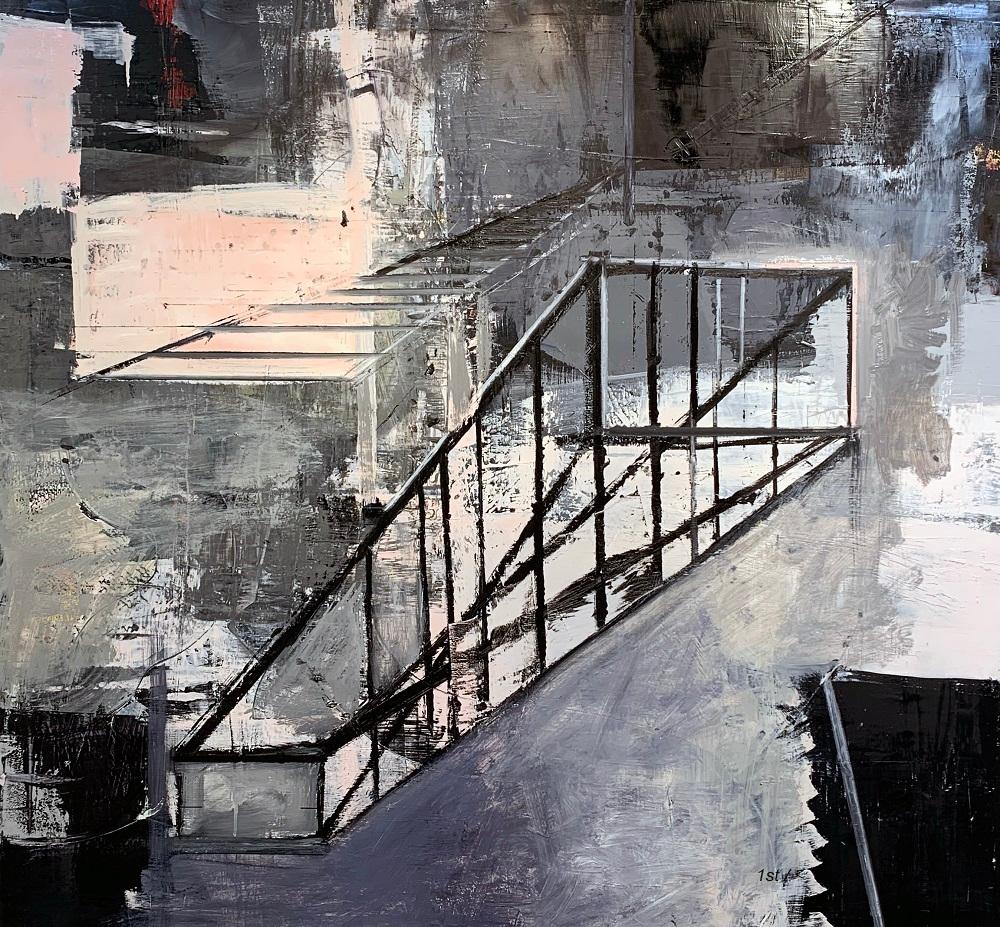 Abstract Painting di Alexis Portilla - 56x52 pollici. - Mont Blanc - Olio su tela