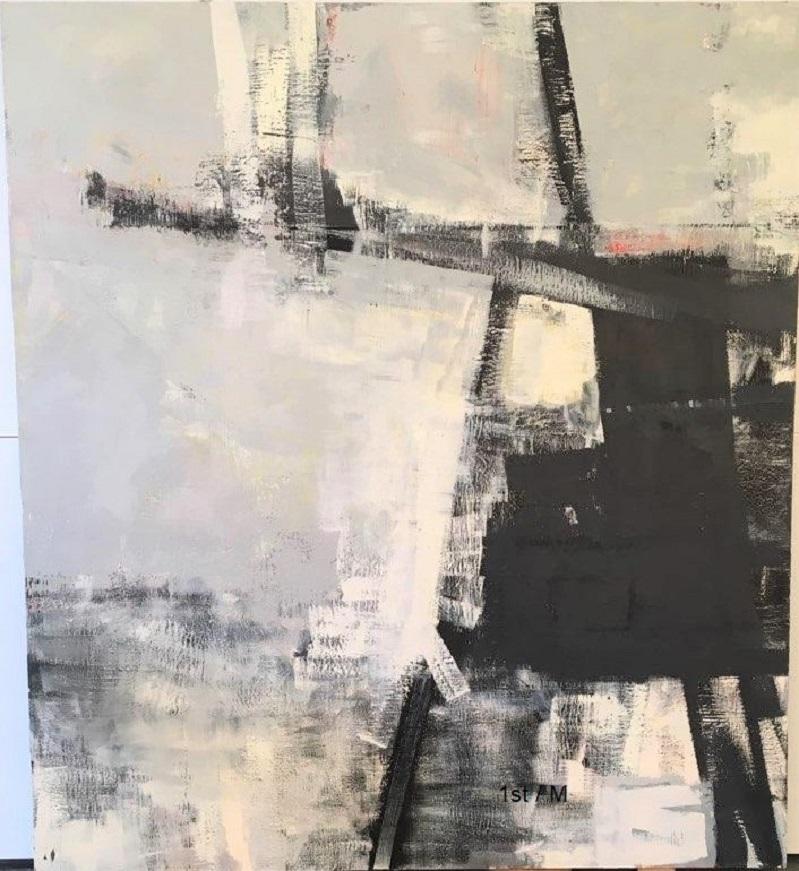 58 x 52" Black and white Oil on Canvas 