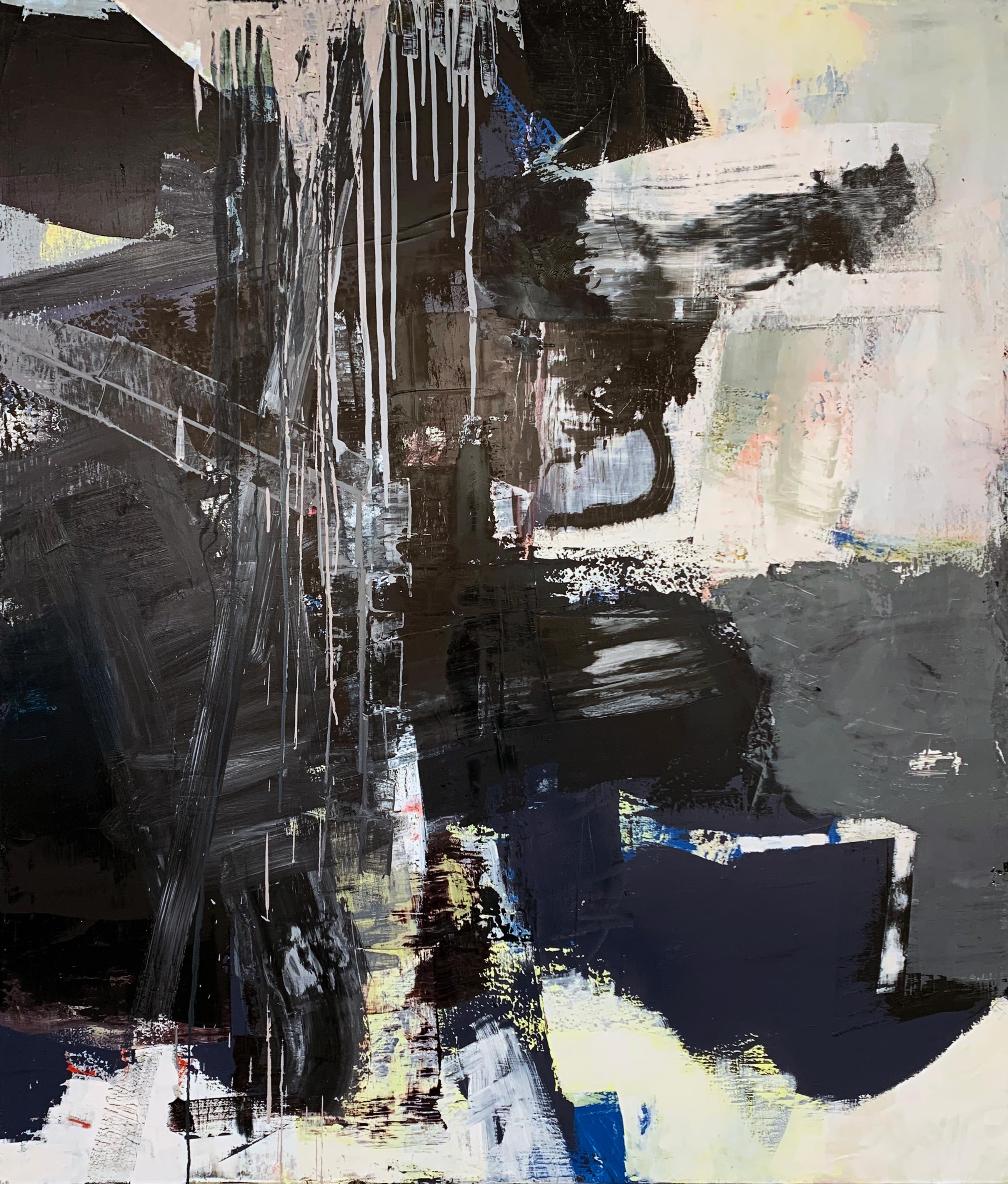 60"x50"  Peinture à l'huile abstraite contemporaine - Peinture à l'huile monochrome - Étude 2 - Art de Alexis Portilla