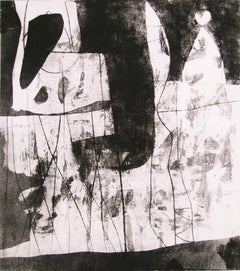 28x23 in. Abstract Black and White - "Soglio" Etching  - unframed