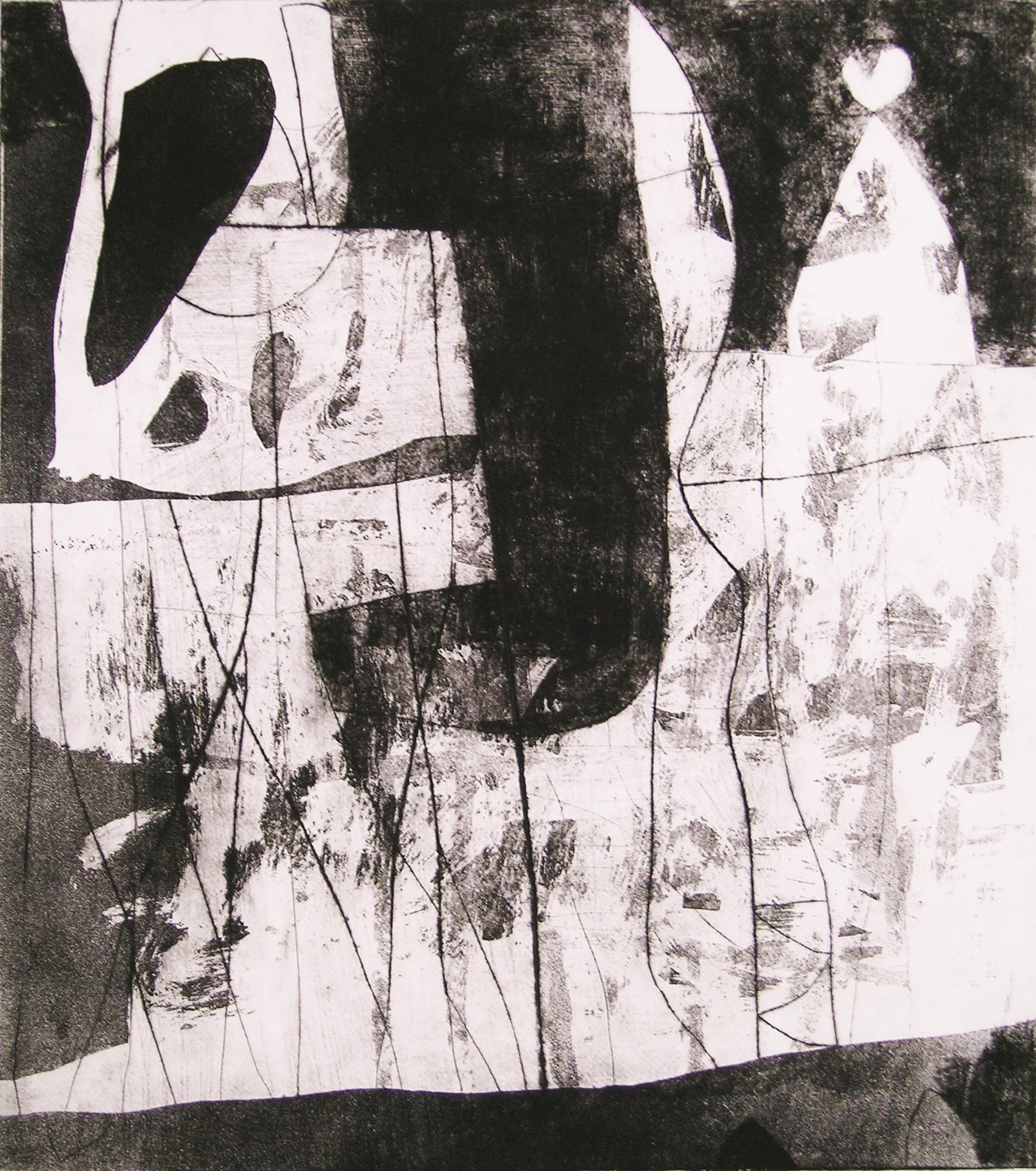 Alexis Portilla Figurative Painting - 40x30" - Abstract Black and White Print - unframed