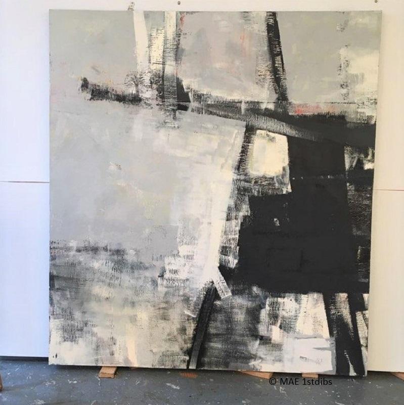 Alexis Portilla Abstract Painting - Gorgeous Large Monochromatic Oil on Canvas 