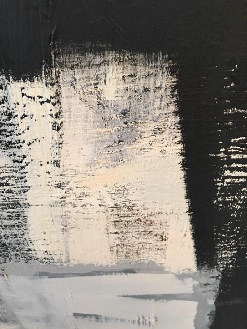 Gorgeous Large Monochromatic Oil on Canvas  - Gray Abstract Painting by Alexis Portilla