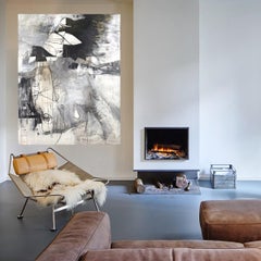 Large Oil Painting - "Black Elk" Monochromatic, Abstract Expressionism