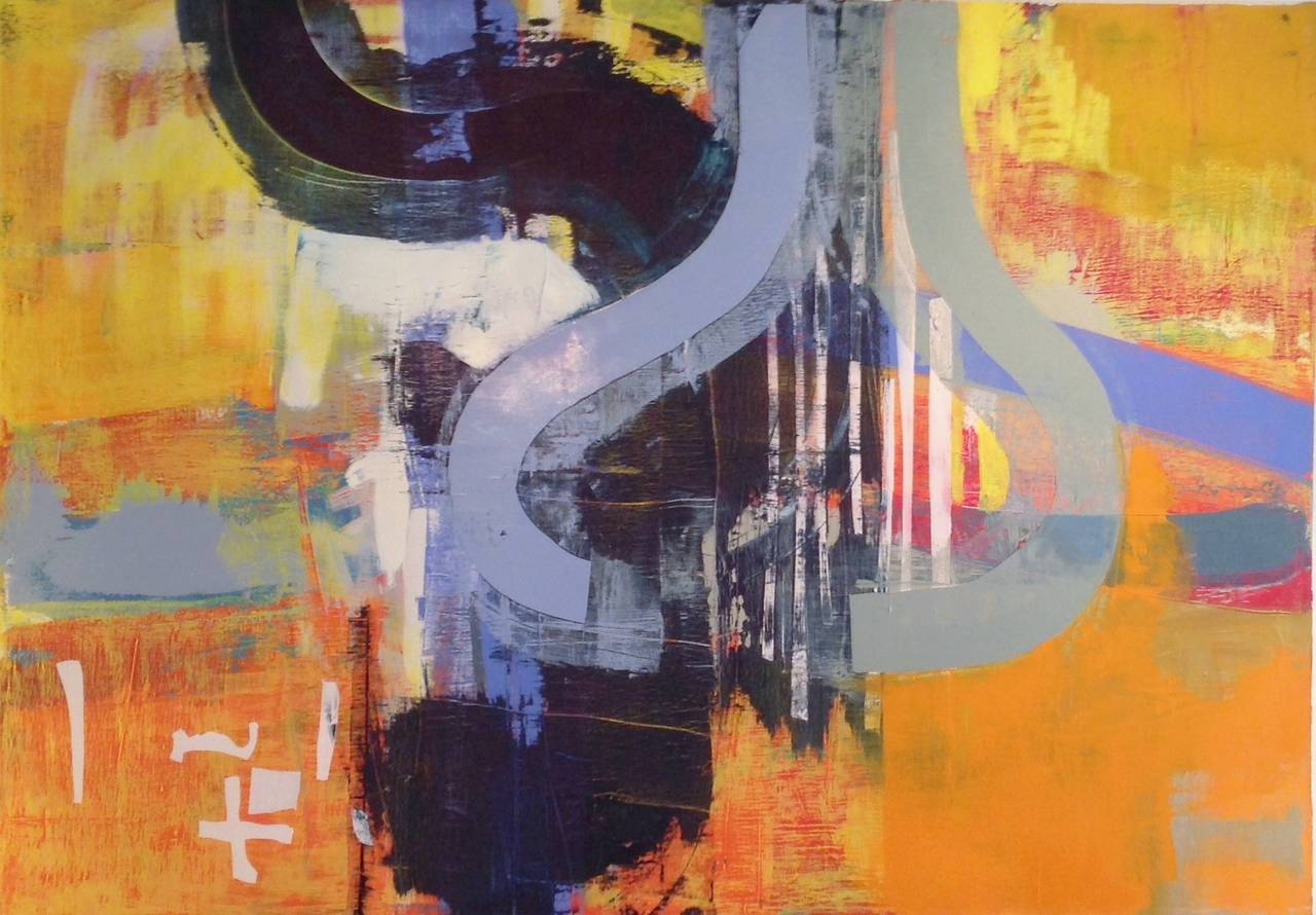 Alexis Portilla Abstract Painting - 56 x 76 in. / 4.6 x 6.3 ft "Double Planet" Oil on Canvas