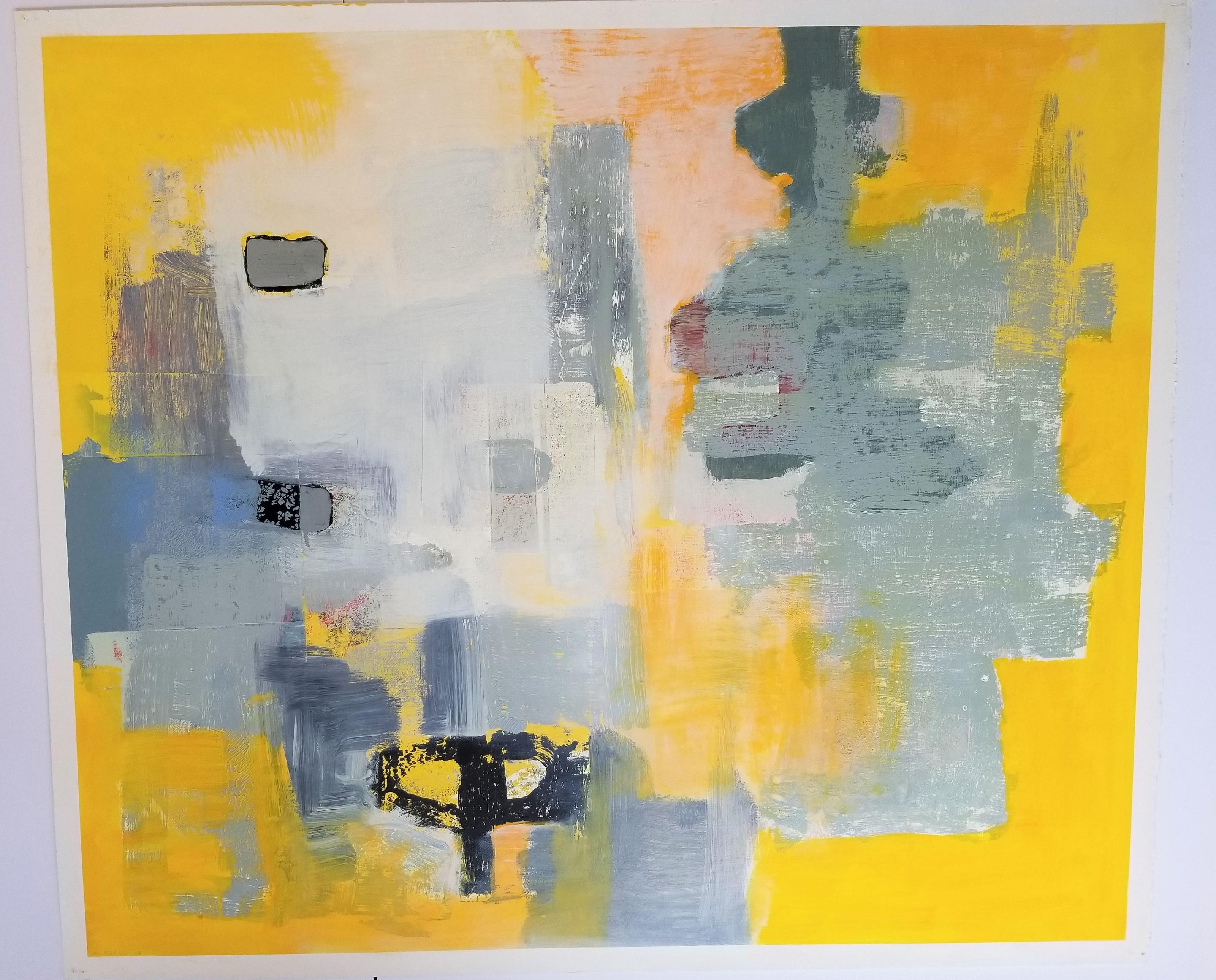 Abstract Painting Alexis Portilla - Grande peinture à l'huile sur papier - Code de couleur II - non encadrée