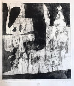 28x23 in. Abstract Black and White - "Soglio" Etching  - unframed