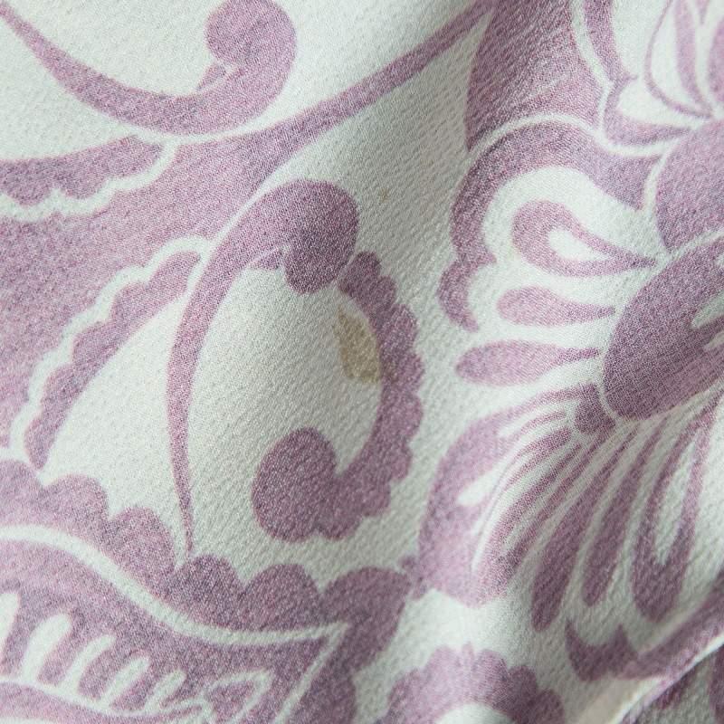 Alexis Purple Printed Satin Knotted Romper Jumpsuit XS For Sale 1