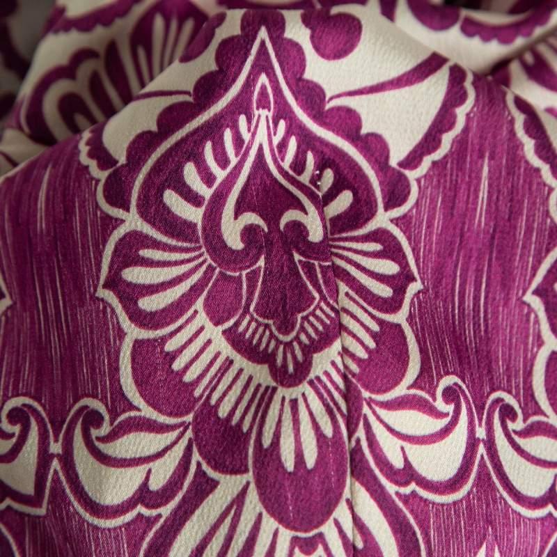 Alexis Purple Printed Satin Knotted Romper Jumpsuit XS For Sale 2