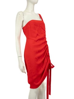 Alexis Red Ruched One Shoulder Dress Size L