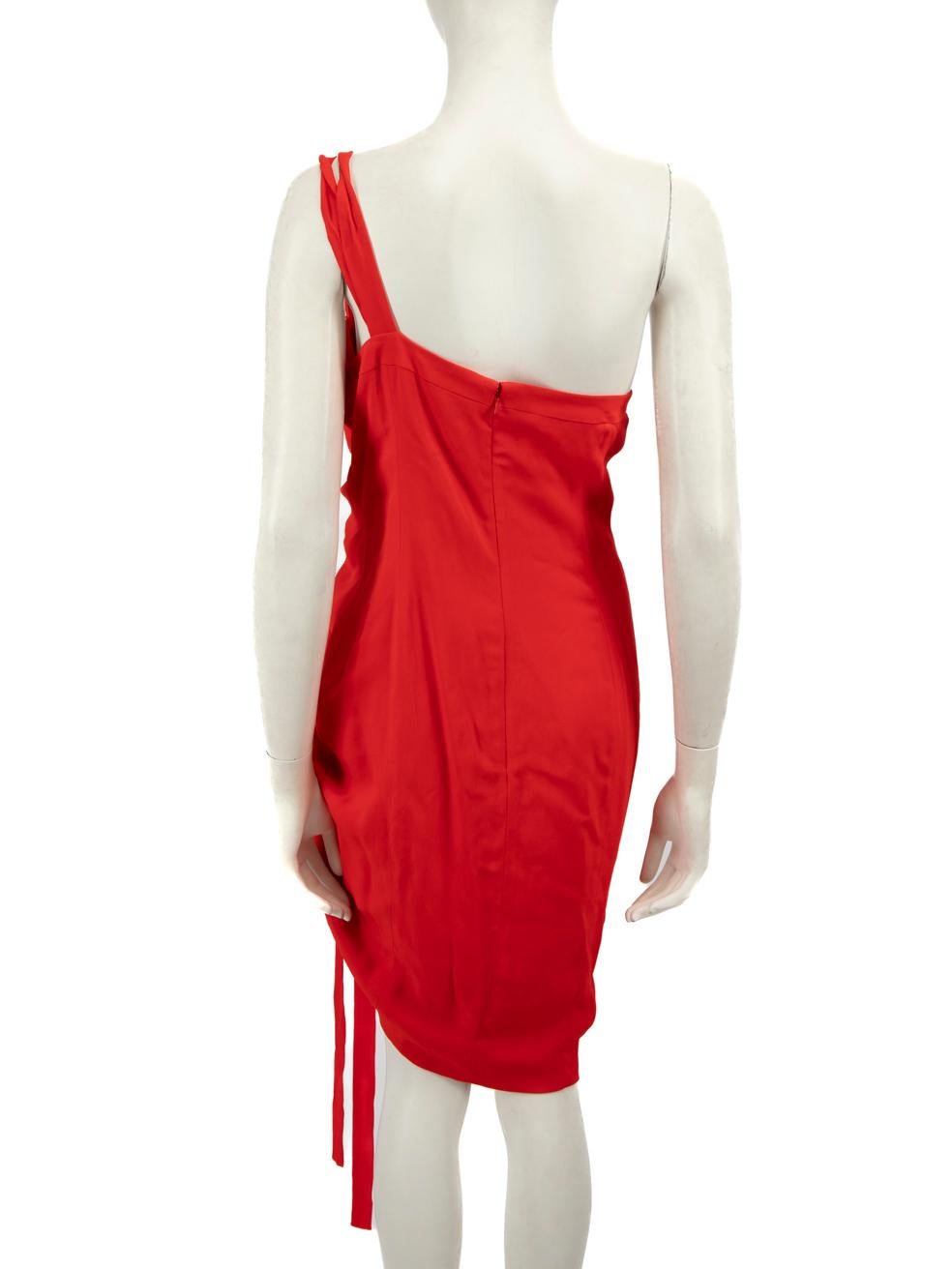 Rouge Alexis Red Ruched One Shoulder Dress Taille L en vente