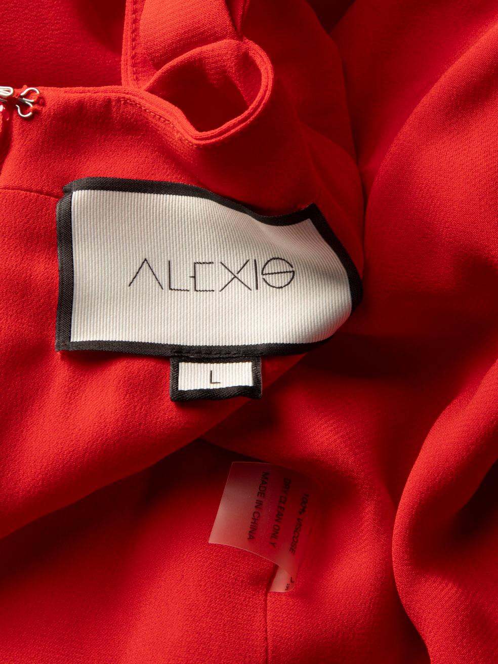 Alexis Red Ruched One Shoulder Dress Taille L en vente 1