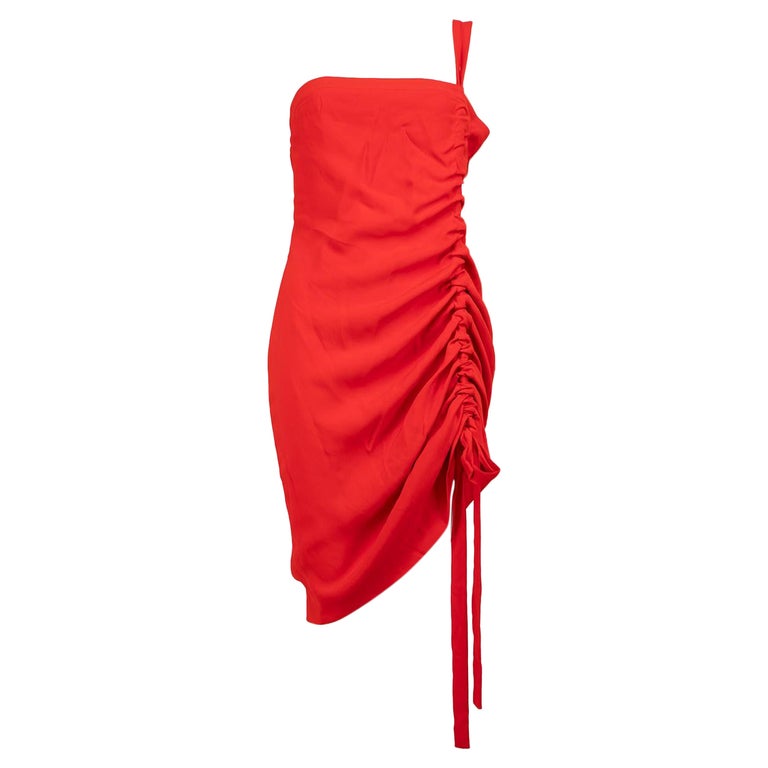 Alexis Red Ruched One Shoulder Dress Size L For Sale at 1stDibs